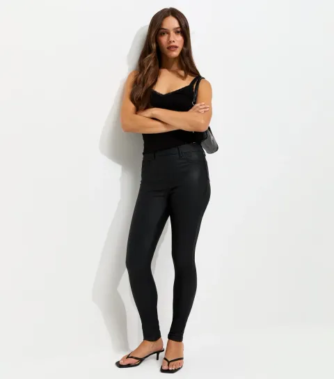New Look Women's Petite Black Coated Jeggings