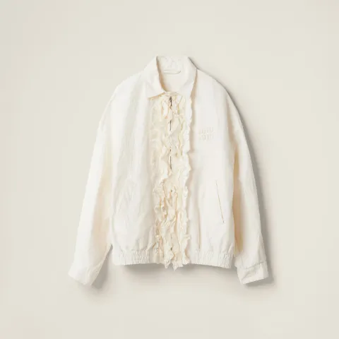 Washed slubbed canvas blouson jacket