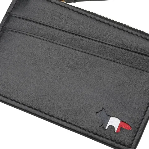 Maison Kitsuné Tricolour Leather Zip Card Holder