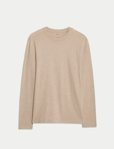 Marks & Spencer Pure Cotton Crew Neck T-Shirt Natural
