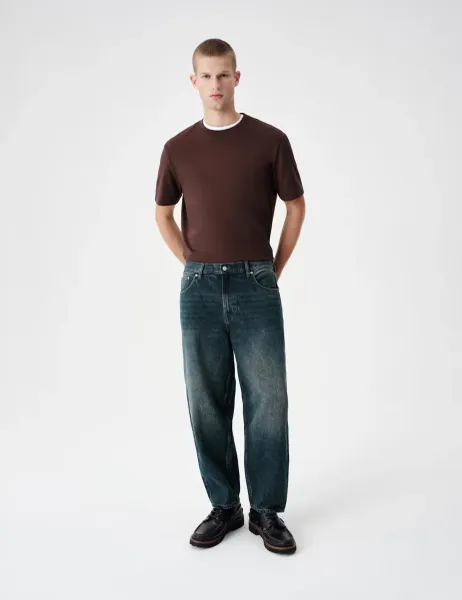 Marks & Spencer Barrel Fit Lyocell Blend Jean Blue Mix