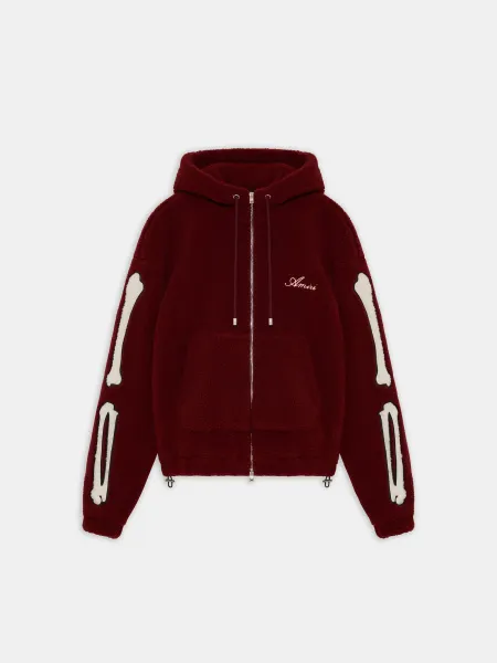 BONES FLEECE ZIP HOODIE - Aged Port