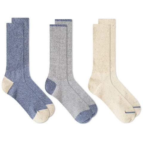 Nep Yarn Rib Crew Sock - 3 Pack