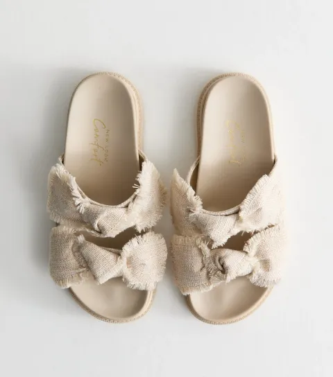 Women's Cream Knotted Strap Sandals Vegan