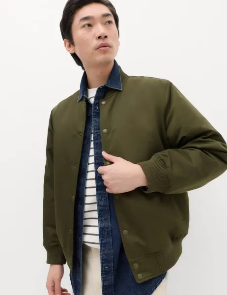 Marks & Spencer Satin Bomber Jacket Dark Khaki