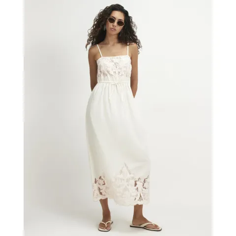 River Island Cotton Cutwork Lace Midi Dress