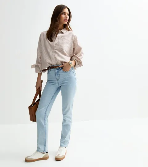 New Look Women's Light Blue Full Length Slim Straight Jeans