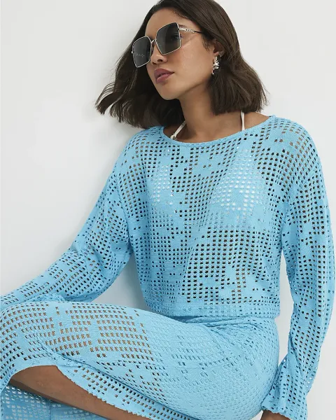 River Island Long Sleeve Crochet Top