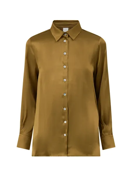 Silk Blend Alfio Shirt - Oil Green