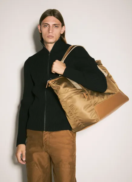 Re-Nylon And Leather Duffle Bag