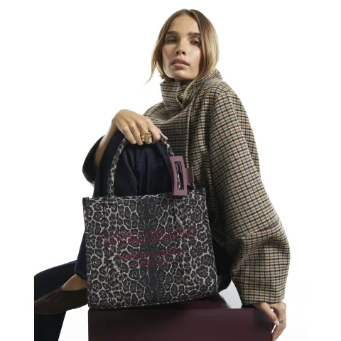 River Island Leopard Print Embroidered Tote Bag