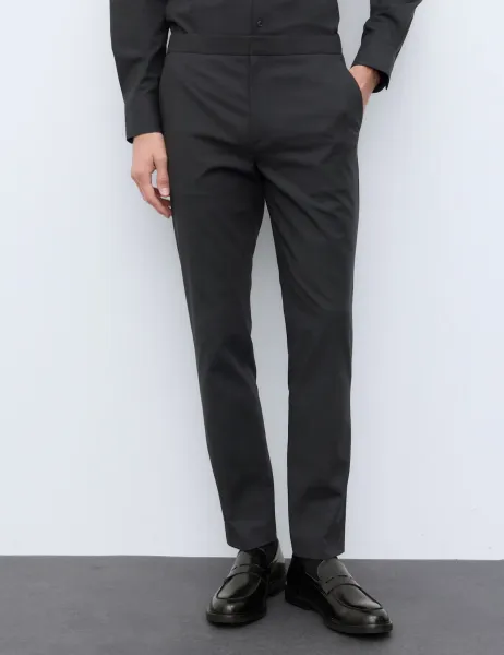 Autograph Tapered Fit Flat Front Performance Trousers Navy