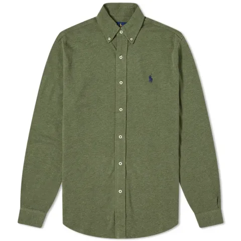 Slim Fit Button Down Pique Shirt