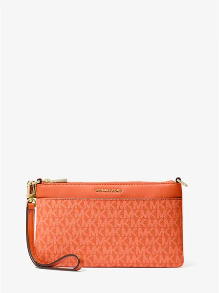 Jet Set Large Signature Logo Convertible Zip Wristlet