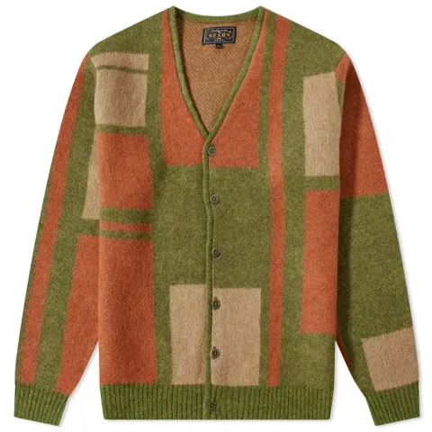 Panel Pattern Shaggy Cardigan