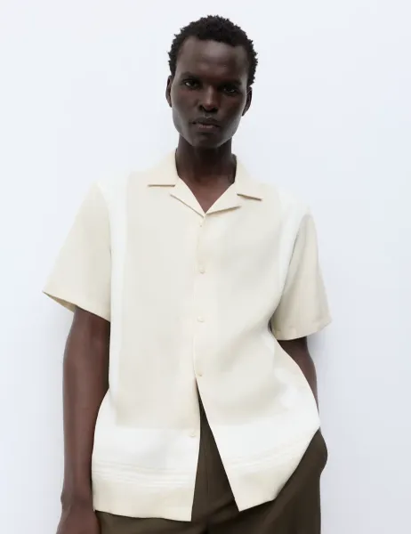 Autograph Regular Fit Printed Short Sleeve Shirt Ecru Mix
