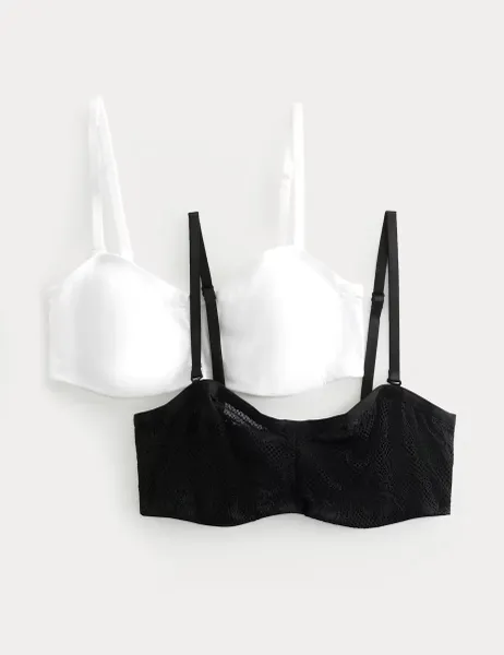 Marks & Spencer 2 Pack Jasmine Lace Wired Strapless Bras A-E Black Mix