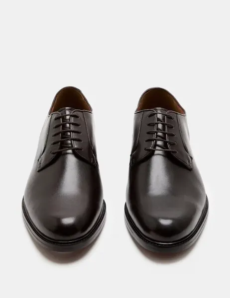 M&S SARTORIAL Leather Derby Shoes Dark Brown