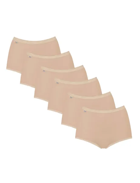Sloggi 6 pk Cotton Rich High Waisted Full Briefs Nude