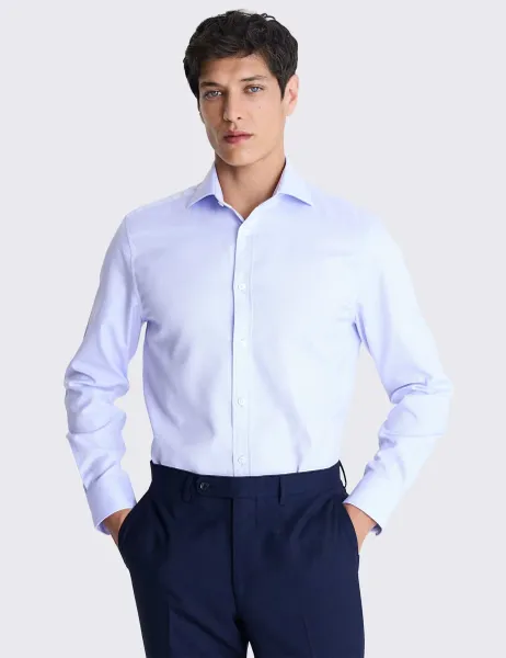Moss Tailored Fit Pure Cotton Dobby Luxury Shirt