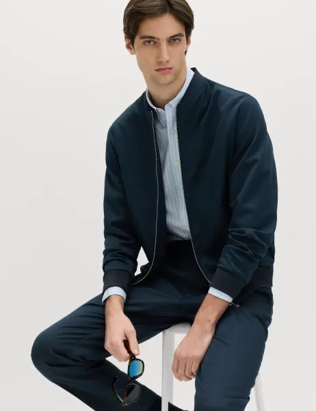 Marks & Spencer Zip-Up Bomber Jacket Navy