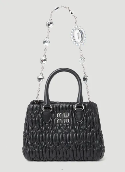 Miu Crystal Leather Handbag
