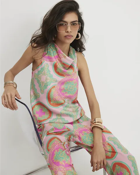 River Island Print Cowl Neck Cami Top