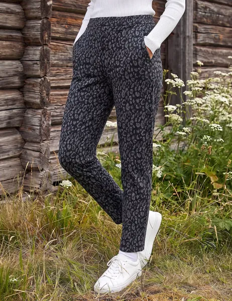 Roman Leopard Print Tapered Joggers Dark Grey