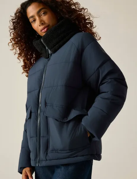 Regatta Kayana Borg Collar Puffer Jacket Navy