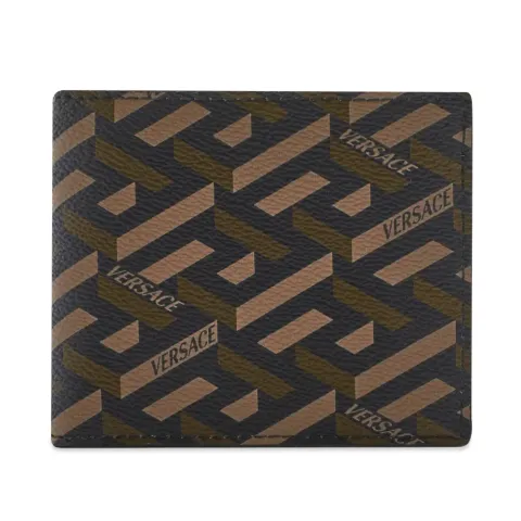 Monogrammed Geometric Logo Billfold Wallet