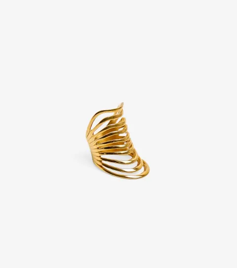 Gold Tone Curved Stacked Ring