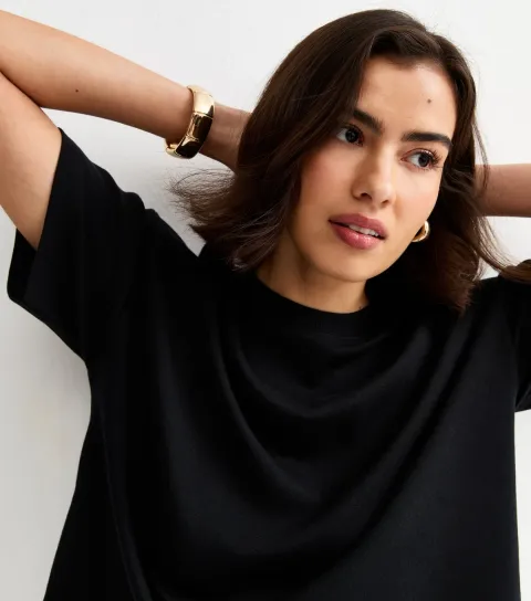 Women's Premium Black Heavyweight Cotton Boxy T-Shirt