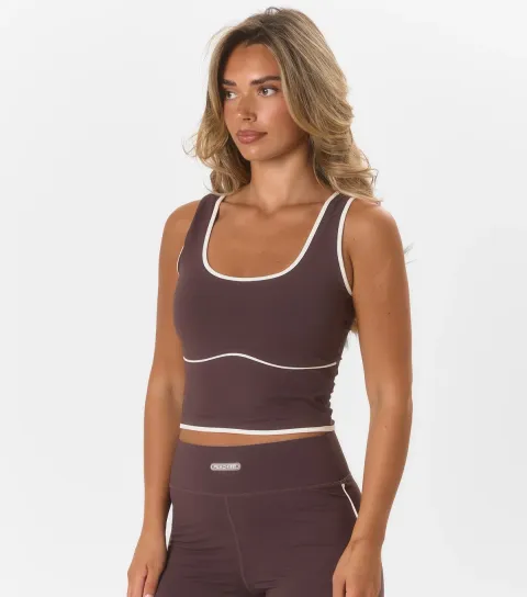 Peach Fit Women's Peach:Fit Dark Brown Arabella Cropped Vest Top