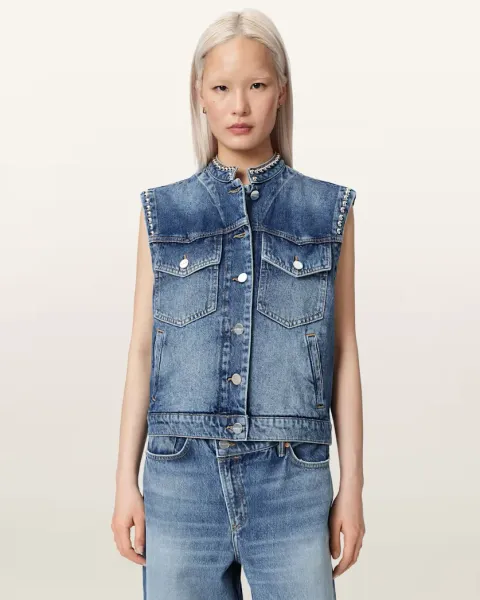 Mav Studded Denim Waistcoat