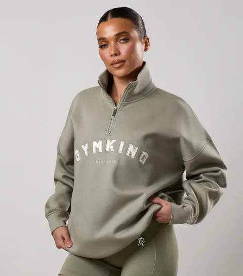 Women's Light Khaki Shadow Funnel Neck Sweatshirt