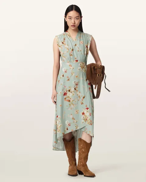 Mira Silk Blend Floral Midi Dress