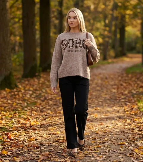 Women's Stone Soho Logo Jumper