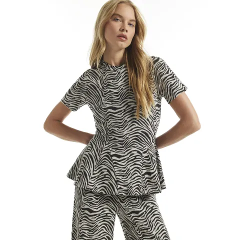 River Island Zebra Print Peplum Top