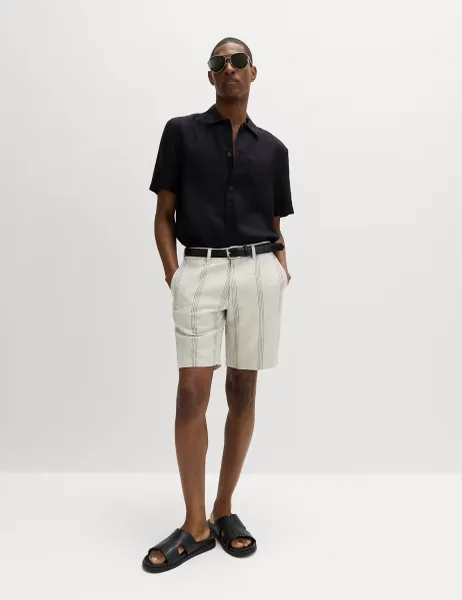 Marks & Spencer Linen Blend Chino Shorts Stone