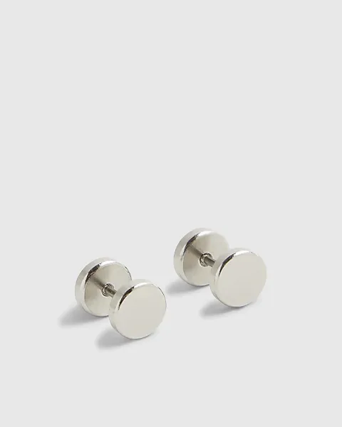 River Island Steel Circle Stud Earrings