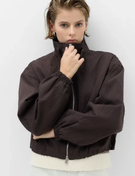 Marks & Spencer Cotton Rich Lightweight Buckle Short Jacket Bitter Chocolate