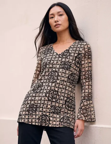 Roman Lace Floral Top Natural Mix