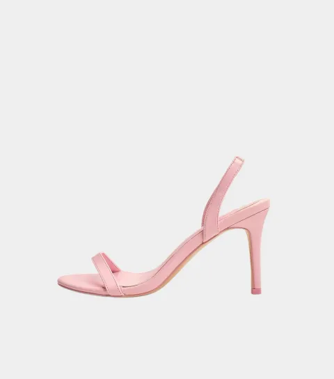 Women's Light Pink Wide Fit Round Toe Slingback Stiletto Sandals