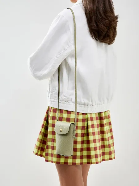 Longchamp Epure Leather Phone Crossbody Bag Almond