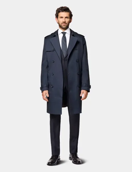 Hawes & Curtis Cotton Rich Trench Coat Navy