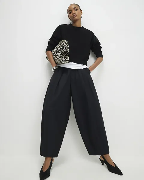 River Island Poplin Barrel Leg Trousers