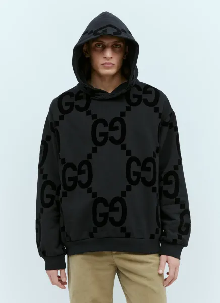GG Flocked Print Hooded Sweatshirt