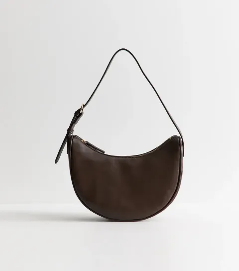 New Look Dark Brown Faux Leather Scoop Shoulder Bag