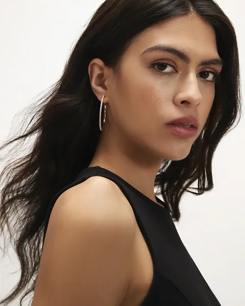 River Island Rose Diamante Hoop Earrings