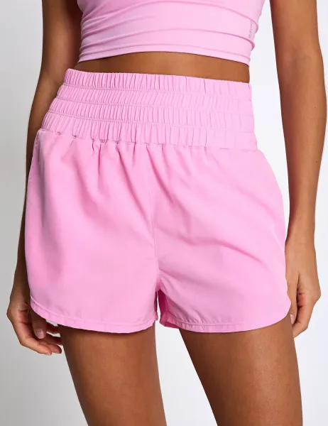 Lilybod Bronte Woven High Waisted Running Shorts Light Pink